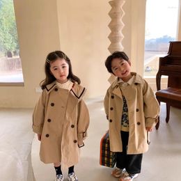 Jackets 1-8 Years Spring Autumn Girls Boys Windbreaker Trench Coat Windproof Children Kid's Mid-Length Jacket Baby Overcoat