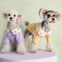 Dog Apparel Dot Polo Shirt Lovely Puppy Clothes For Teddy Schnauzer Cute Cotton Spring Costume Pets Fashion Cat Shirts Drop