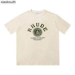 Rhude High end designer clothes for trendy High Street Simple Letter Print Couple Street Loose Casual Versatile Cotton Short Sleeve T-shirt With 1:1 original labels