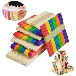 50pcs Ice Cream Popsicle Sticks Natural Wooden Pop Wood Hand Crafts Colorful DIY Art Creative Educational Toys For Children 240508