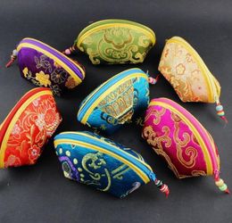 High Quality Cute Small Shell Jewellery Zip Bags Packaging Silk Brocade Coin Purse Storage Pouch Candy Gift Bag Wedding Party Favour 7953818