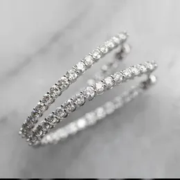 Hoop Earrings Huitan Silver Plated Cute Oval For Women Full Round Zircon High Quality Fashion Versatile Female Jewellery