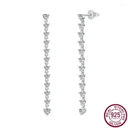 Stud Earrings 2024 S925 Sterling Silver Female With Long Tassel Zircon Inlay For Personalized Fashion And Versatile Wedding Jewelry