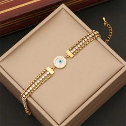 Bangle 316L Stainless Steel New Fashion Fine Jewellery 6 Styles Zircon Natural Seashells Butterfly Eye Charm Chain Bracelets For Women