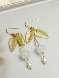 Dangle Earrings 1 Pair Vintage Cute Ear Hooks Jewellery Hanfu Cheongsam Jewellery Handmade Leaf Flower Pendant Women Girl Gift