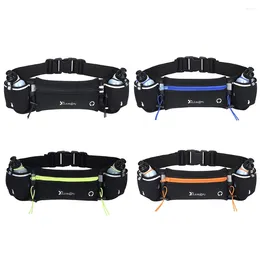 Outdoor Bags Running Pouch Belt Hydration With Bottles Multiple Pockets Reflective Strip Adjustable Strap For Men And Women