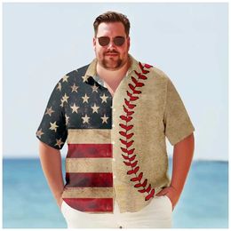 Men's Casual Shirts Summer Hawaiian Shirt Men Strtwear Y2k Tops Retro Shirts Bluas Short Slve American Flag Shirts Oversize Men Clothing Y240506