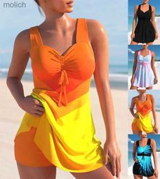 Women's Swimwear New Comfortable Summer Womens Sunset Set Sun Print Sexy Fashion Resort Beach Swimsuit S-6XL WX