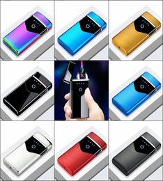 Lighters Electric Metal Windproof Dual Arc Rechargeable USB Lighter Plasma Disposable Smoking Cigarette Lighter For Man Gadgets8899276