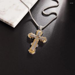 Pendant Necklaces Fashion Stainless Steel Christian Cross Necklace Men Women Church Prayer Amulets Jewelry Gifts