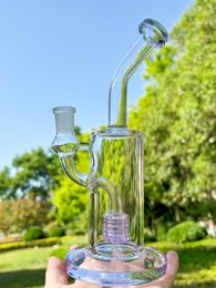 Purple 9inch Thick Heavy Glass Bong Showerhead Percolator Dab Rig Recycler Water Pipe Smoke Hookah Beaker Bubbler with 14mm Male Tobacco Bowl