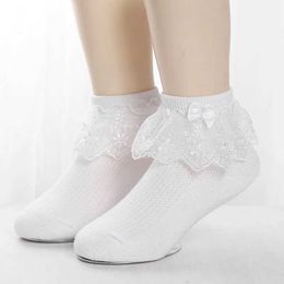 Kids Socks Girls Lace Princess Socks Spring Summer Breathable Thin Dance Socks White Mesh Women Socks Kids Clothing Accessories 1-14 Years