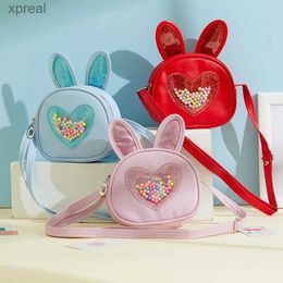 Backpacks New Girls Cross Body Bag Cute Rabbit Ear Childrens Shoulder Bag Fashionable Student Zipper Handbag Cartoon Mini Zero Wallet WX