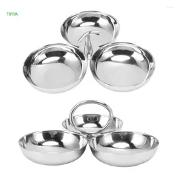 Plates 3 In 1 Plate Convenient Dessert Dish With Divider Practical Stainless Steel Fruit Tray Easy To Clean Kitchenwares NM