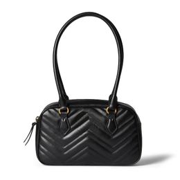 Fashion Handbag Tote Bag Bimetallic Letter Logo Quilted Pattern Design Outdoor Genuine Leather Women's Bag