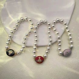 Designer Westwood Colourful Lacquer Magnetic Enamel Buckle Pearl Bracelet Popular on Womens Court Network
