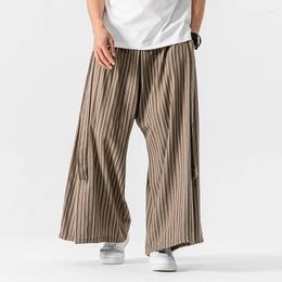 Men's Pants Harajuku Straight Wide Leg Men Vintage Cotton Linen Harem Male Loose Trousers Oversized Streetwear