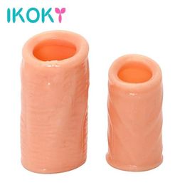 Cockrings IKOKY Penis Sleeves Adult Sex Toys For Men Delay Ejaculation Silicone Time Lasting 2Pcs Foreskin Corrected Cock Rings Ri6383243
