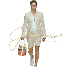Men's Suits Yellow Men With Short Pants 2 Pieces Summer Beach Stylish Wedding Prom Casual Style Slim Groom Tuxedos Blazer Sets