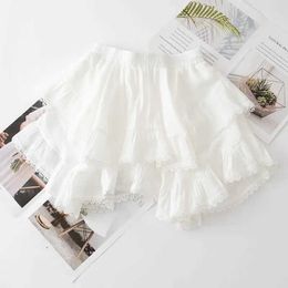 Skirts Cotton linen summer mini irregular ruffled leather white black pink Japanese candy short thread Harajuku party casual leatherL2405