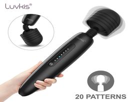 Luvkis Large AV Magic Wand Massager Mr20 Vibrator Sex Toy For Women Powerful 20 Vibrat Mode Adult Product for Female USB Charge Y3471393