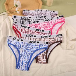 Women's Panties CHRLEISURE 6PCS/Set Letter Printed Low-rise Cotton Briefs Comfortable Soft Breathable Skin Friendly Invisible Underwear