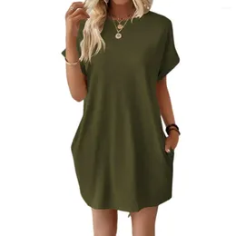 Party Dresses Solid Colour Dress Summer Mini Stylish For Women Breathable Office-ready With Side Commute