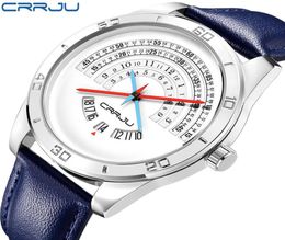 CRRJU TOP band luxury Sports leather Watches Men039s casual quartz calendar Clock Army Military Wrist Watch Relogio Masculino268500551