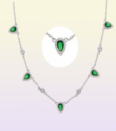 2018 Top quality Bohemia fashion short chokers Green white CZ water tear drop pendant necklaces for cute girl women elegance charm9678644