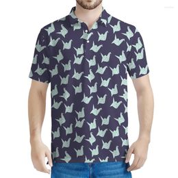 Men's Polos Colourful Origami Bird Pattern Polo Shirts 3d Printed T-shirt For Men Tops Summer Oversized Tee Shirt Casual Lapel Short Sleeves