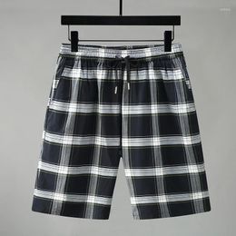 Men's Shorts Summer Oversize For Men 2024 Fashion Plus Size 4XL-11XL Elastic Waist Casual Plaid High Quality