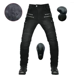 Motorcycle Apparel Plus Velvet Thicken Men Riding Pants Motocross Racing Jeans Cycling Trousers With 4X CE Armour Upgrade Knee Hip Pads