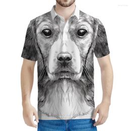 Men's Polos Adorable Beagle Puppy Pattern Polo Shirts Men 3d Printed Animal Dog T-shirt Kids Summer Short Sleeves Tops Loose Tee Shirt