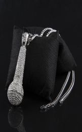 Mens Iced Out Necklace Fashion Microphone Pendant Hip Hop Jewelry Gold Cuban Chain Necklaces9570823