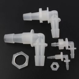 Equipments 5pcs/lot M6~1/2" Thread Hose Connectors PP Pagoda Elbow Connector With Hex Nut Aquarium Fish Tank Air Pipe Oxygen Tube Fittings