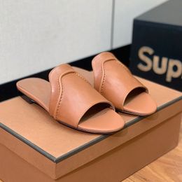 Designer Shoes Slippers Slides Flat Genuine Leather Mutil Color women's luxury Brand factory footwear with box