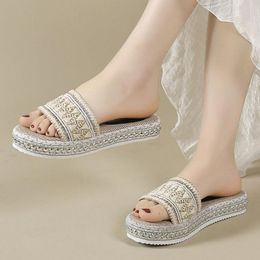 Sandals Lightweight Wedges Shoes For Women Summer Ladies Retro Colour Blocking Bohemian Sandalias De Mujer Verano 2024