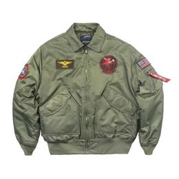 Men's Jackets TOP GUN CWU-45P Patch Embroidery Military Style Bomber Jacket Pilot Flight Winter Coat T240507