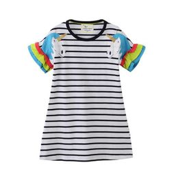 Girl's Dresses Jumping Metres Hot Selling Applique Summer Princess Girls Clothing Short Sleeve Toddler Party Stripe Costume Baby WearL2405