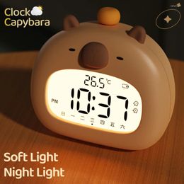 Table Lamps LED Capybara Night Light Cute Alarm Clock USB Rechargeable Timer Desktop Decoration Ornaments Children Gift