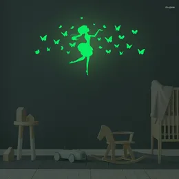 Wall Stickers Zollor Luminous Butterfly Girl Sticker Bedroom Living Room Children's Fluorescence Self-adhesion Decorative