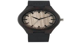 Casual Full Black Bamboo Watch Men039s Sandalwood Wrist Watches Bamboo Analog Quartz Wristwatch Leather Strap Band Bracelet Clo3432975