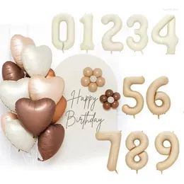 Party Decoration 32inch Brown Beige Cream Number Balloons 0 1 2 3 4 5 6 7 8 9 Birthday 30 40 50 Foil Helium Air Globos