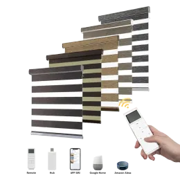 Shutters FREE SAMPLE Smart Double Layers Luxury Dual Roller Motor Blinds 100% Blackout Day Night Electric Motorised Zebra Blinds Window