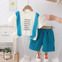 Clothing Sets Kids Summer 2024 Baby Boy Clothes 9 To 12 Months Letter Printed O-neck Short Sleeve T-shirts And Shorts Children's