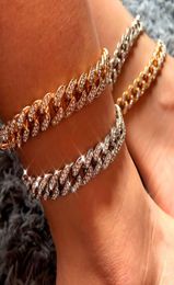 2021 Punk Miami Iced Out Cuban Link Chain Anklet For Women Gold Silver Colour Crystal Bracelets Alloy Chunky Anklets Jewellery Gift9359495
