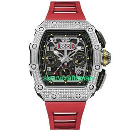 RM Luxury Watches Mechanical Watch Mills Johnson Watch Men's Mechanical Watch Men's Wormhole Concept Mechanical Tritium Gas Men's Watch Red Silver st5V