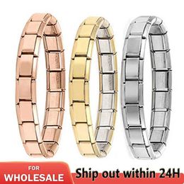 Chain 2024 New Charm Bracelet Fashion Italian Elastic Charm Stainless Steel Bracelet Couple Valentines Day Jewellery Gifts J240508