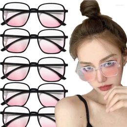 Sunglasses Transparent Powder Blusher Glasses For Women Anti Blue Light Ultra Large Frame Flat Square Fashion Eyeglass