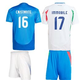 2024 Italys jersey Italian soccer jerseys SCAMACCA IMMOBILE CHIESA football shirts RASPADORI JORGINHO BARELLA BASTONI Maglia italiana national team Men kid kitA